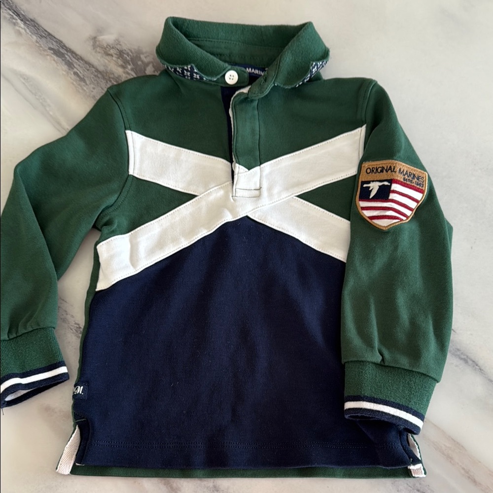 ORIGINAL MARINES - Green and Navy Kids Polo Shirt - size 2